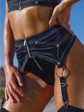 NWT Honey Birdette BRONNIE Satin High-Waist Garter Suspender